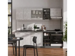 Best Vicco R-Line Küchenzeile /Anthrazit 240 cm ohne Arbeitsplatte ohne E-Geräte Beton