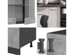 Best Vicco R-Line Küchenzeile /Anthrazit 240 cm ohne Arbeitsplatte ohne E-Geräte Beton