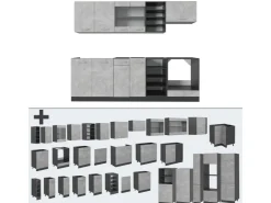 Best Vicco R-Line Küchenzeile /Anthrazit 240 cm ohne Arbeitsplatte ohne E-Geräte Beton