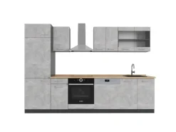 Herde|Kühlschränke<Vicco R-Line Küchenzeile /Anthrazit 300 cm ohne Arbeitsplatte ohne E-Geräte Beton