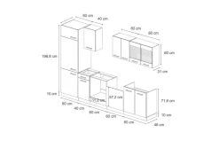 Herde|Kühlschränke<Vicco R-Line Küchenzeile /Anthrazit 300 cm ohne Arbeitsplatte ohne E-Geräte Beton