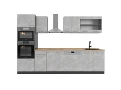Best Vicco R-Line Küchenzeile /Anthrazit 300 cm mit HochschrankAP Eiche ohne E-Geräte Einbauküchen