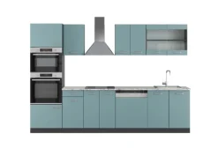 Vicco R-Line Küchenzeile Blau-Grau/Anthrazit 300 cm mit HochschrankAP Marmor ohne E-Geräte Einbauküchen