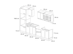 Vicco R-Line Küchenzeile Blau-Grau/Anthrazit 300 cm mit HochschrankAP Marmor ohne E-Geräte Einbauküchen