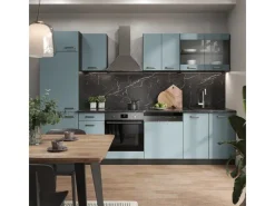 Discount Vicco R-Line Küchenzeile Blau-Grau/Anthrazit 300 cm AP Anthrazit ohne E-Geräte Einbauküchen