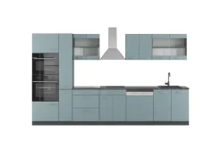 Vicco R-Line Küchenzeile Blau-Grau/Anthrazit 350 cm mit HochschrankAP Anthrazit ohne E-Geräte Blaugrau