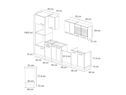 Outlet Vicco R-Line Küchenzeile Blau-Grau 300 cm mit HochschrankAP Marmor ohne E-Geräte Herde|Kühlschränke