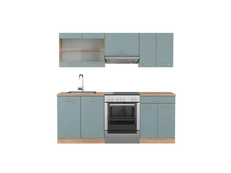 Zubehör Für Küchenarmatur<Vicco R-Line Küchenzeile Blau-Grau/Goldkraft Eiche 200 cm AP Eiche ohne E-Geräte Blaugrau
