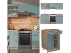 Zubehör Für Küchenarmatur<Vicco R-Line Küchenzeile Blau-Grau/Goldkraft Eiche 200 cm AP Eiche ohne E-Geräte Blaugrau
