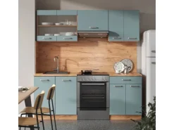Zubehör Für Küchenarmatur<Vicco R-Line Küchenzeile Blau-Grau/Goldkraft Eiche 200 cm AP Eiche ohne E-Geräte Blaugrau