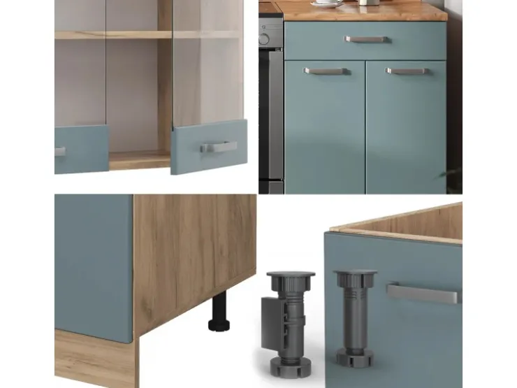 Zubehör Für Küchenarmatur<Vicco R-Line Küchenzeile Blau-Grau/Goldkraft Eiche 200 cm AP Eiche ohne E-Geräte Blaugrau