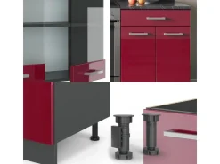 Kochfelder|Kühlschränke<Vicco R-Line Küchenzeile Bordeaux Hochglanz/Anthrazit 200 cm ohne Arbeitsplatte ohne E-Geräte Brilliant Bordeaux