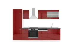 Sale Vicco R-Line Küchenzeile Bordeaux Hochglanz/Weiß 300 cm AP Anthrazit ohne E-Geräte Kochfelder
