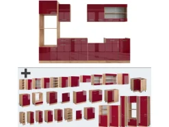 Hot Vicco R-Line Küchenzeile Bordeaux Hochglanz/Goldkraft Eiche 300 cm mit Hochschrankohne Arbeitsplatte ohne E-Geräte Zubehör Für Küchenarmatur|Ersatzteile Küchenarmatur