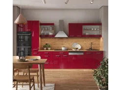 Outlet Vicco R-Line Küchenzeile Bordeaux Hochglanz/Goldkraft Eiche 350 cm mit Hochschrankohne Arbeitsplatte ohne E-Geräte Zubehör Für Küchenarmatur