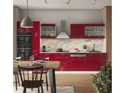Clearance Vicco R-Line Küchenzeile Bordeaux Hochglanz/Weiß 350 cm mit Hochschrankohne Arbeitsplatte ohne E-Geräte Brilliant Bordeaux