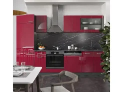 Sale Vicco R-Line Küchenzeile Bordeaux Hochglanz/Anthrazit 300 cm AP Anthrazit ohne E-Geräte Brilliant Bordeaux