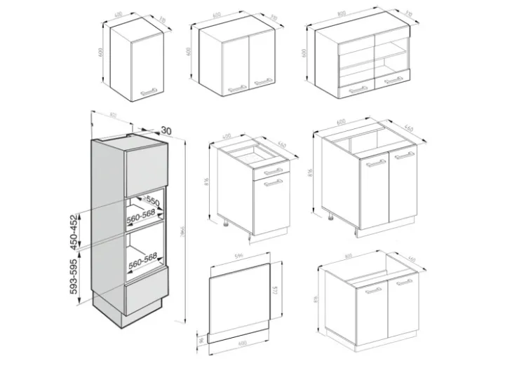 Sale Vicco R-Line Küchenzeile /Anthrazit 350 cm ohne Arbeitsplatte ohne E-Geräte Einbauküchen