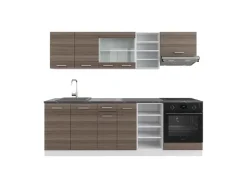 Discount Vicco R-Line Küchenzeile /Weiß 240 cm AP Anthrazit ohne E-Geräte Edelgrau