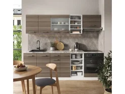 Discount Vicco R-Line Küchenzeile /Weiß 240 cm AP Anthrazit ohne E-Geräte Edelgrau