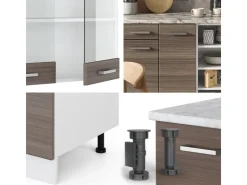 Discount Vicco R-Line Küchenzeile /Weiß 240 cm AP Anthrazit ohne E-Geräte Edelgrau