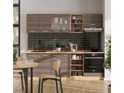 Clearance Vicco R-Line Küchenzeile /Goldkraft Eiche 240 cm AP Anthrazit ohne E-Geräte Edelgrau