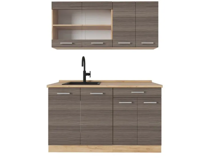 Online Vicco R-Line Küchenzeile /Goldkraft Eiche 140 cm AP Eiche ohne E-Geräte Edelgrau