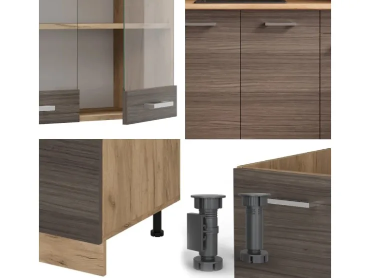 Online Vicco R-Line Küchenzeile /Goldkraft Eiche 140 cm AP Eiche ohne E-Geräte Edelgrau