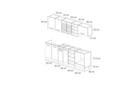 Best Vicco R-Line Küchenzeile /Anthrazit 240 cm ohne Arbeitsplatte ohne E-Geräte Einbauküchen