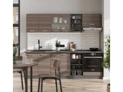 Einbauküchen<Vicco R-Line Küchenzeile /Anthrazit 240 cm AP Eiche ohne E-Geräte Edelgrau