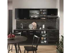 Hot Vicco R-Line Küchenzeile /Anthrazit 240 cm ohne Arbeitsplatte ohne E-Geräte Schwarz Hochglanz