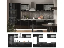 Vicco R-Line Küchenzeile /Weiß 350 cm mit HochschrankAP Eiche ohne E-Geräte Einbauküchen
