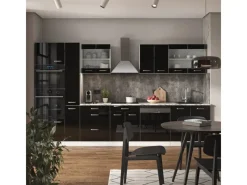 Vicco R-Line Küchenzeile /Weiß 350 cm mit HochschrankAP Eiche ohne E-Geräte Einbauküchen
