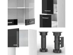 Vicco R-Line Küchenzeile /Weiß 350 cm mit HochschrankAP Eiche ohne E-Geräte Einbauküchen