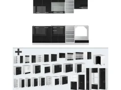 Outlet Vicco R-Line Küchenzeile /Weiß 240 cm ohne Arbeitsplatte ohne E-Geräte Winkelküchen
