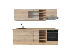 Discount Vicco R-Line Küchenzeile Sonoma/Goldkraft Eiche 240 cm AP Eiche ohne E-Geräte Einbauküchen