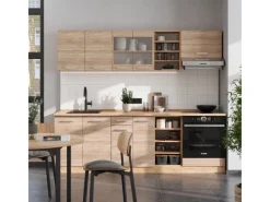 Discount Vicco R-Line Küchenzeile Sonoma/Goldkraft Eiche 240 cm AP Eiche ohne E-Geräte Einbauküchen