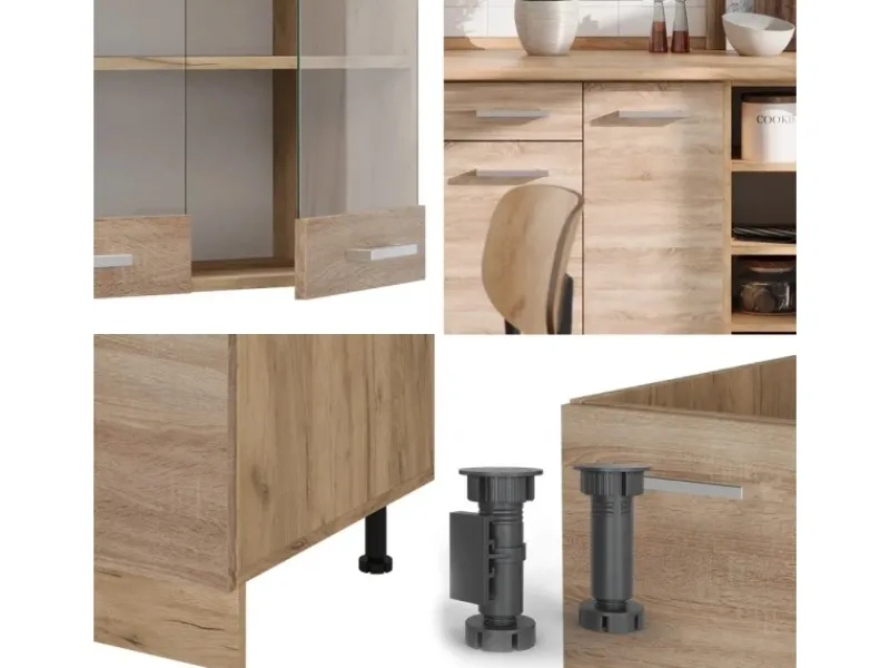 Discount Vicco R-Line Küchenzeile Sonoma/Goldkraft Eiche 240 cm AP Eiche ohne E-Geräte Einbauküchen