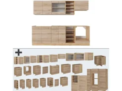 Discount Vicco R-Line Küchenzeile Sonoma/Goldkraft Eiche 240 cm AP Eiche ohne E-Geräte Einbauküchen