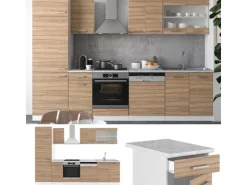 Clearance Vicco R-Line Küchenzeile Sonoma/Weiß 300 cm AP Anthrazit ohne E-Geräte Sonoma-Weiß
