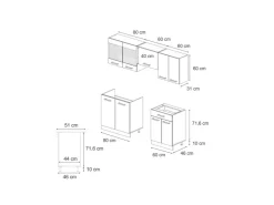 Hot Vicco R-Line Küchenzeile Sonoma/Goldkraft Eiche 200 cm AP Eiche ohne E-Geräte Sonoma Eiche