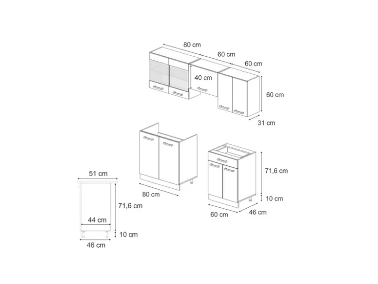 Hot Vicco R-Line Küchenzeile Sonoma/Goldkraft Eiche 200 cm AP Eiche ohne E-Geräte Sonoma Eiche