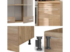Hot Vicco R-Line Küchenzeile Sonoma/Goldkraft Eiche 200 cm AP Eiche ohne E-Geräte Sonoma Eiche