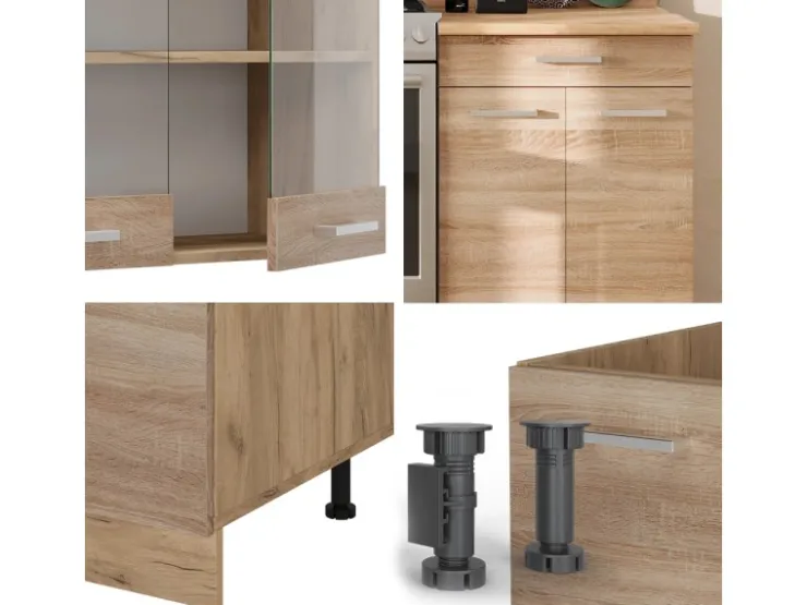 Hot Vicco R-Line Küchenzeile Sonoma/Goldkraft Eiche 200 cm AP Eiche ohne E-Geräte Sonoma Eiche