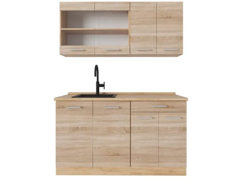 Discount Vicco R-Line Küchenzeile Sonoma/Goldkraft Eiche 140 cm AP Eiche ohne E-Geräte Single-Küchen