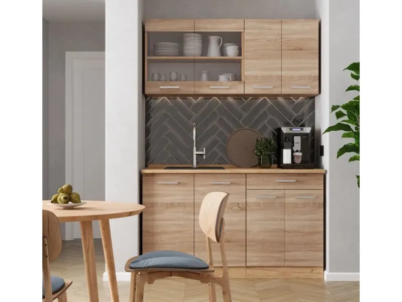 Discount Vicco R-Line Küchenzeile Sonoma/Goldkraft Eiche 140 cm AP Eiche ohne E-Geräte Single-Küchen