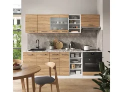 Herde|Einbauküchen<Vicco R-Line Küchenzeile Sonoma/Weiß 240 cm ohne Arbeitsplatte ohne E-Geräte Sonoma-Weiß