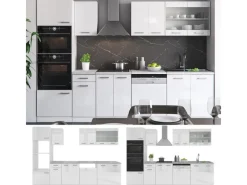 Sale Vicco R-Line Küchenzeile 300 cm mit HochschrankAP Marmor ohne E-Geräte Pantryküchen