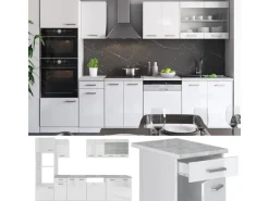 Sale Vicco R-Line Küchenzeile 300 cm mit HochschrankAP Marmor ohne E-Geräte Pantryküchen