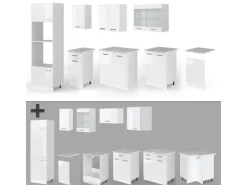 Sale Vicco R-Line Küchenzeile 300 cm mit HochschrankAP Marmor ohne E-Geräte Pantryküchen